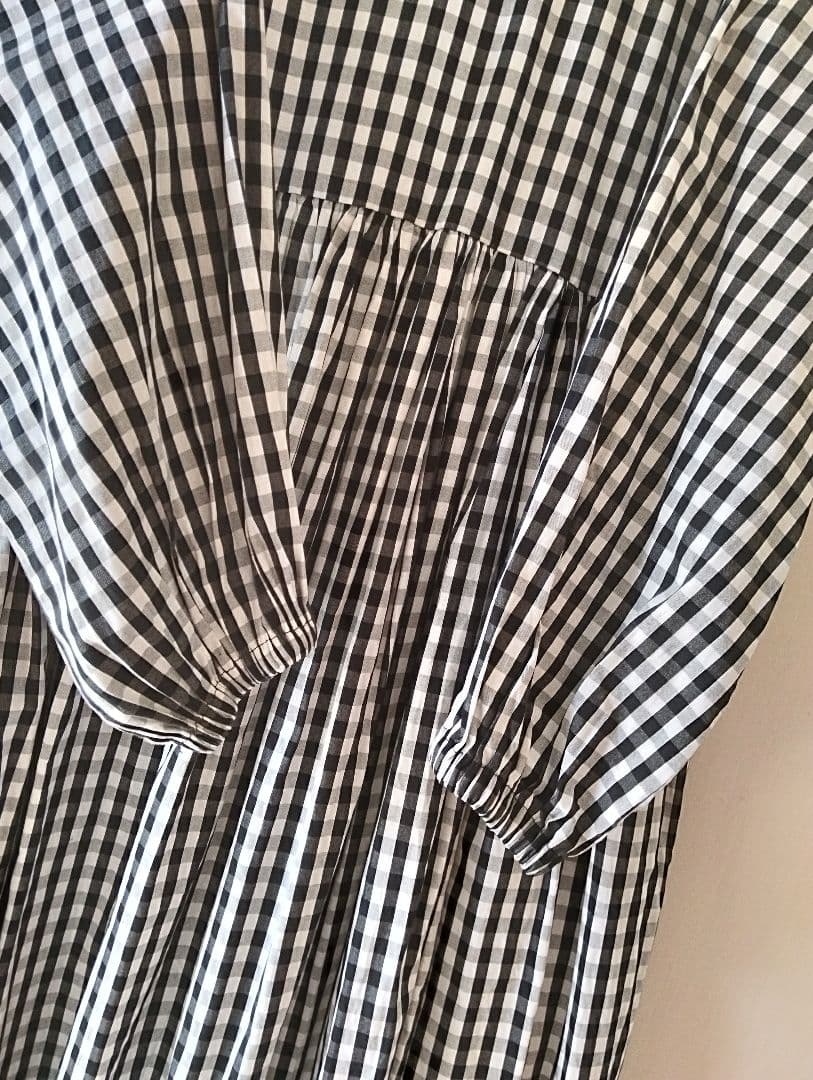 ビアズリー　チェック柄 長袖 シャツワンピース