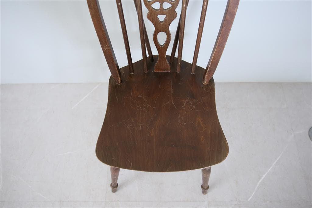 英国アンティーク木製ホイールバックチェア/ダイニングイス/椅子(89-224-4