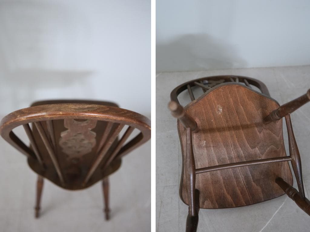 英国アンティーク木製ホイールバックチェア/ダイニングイス/椅子(89-224-4