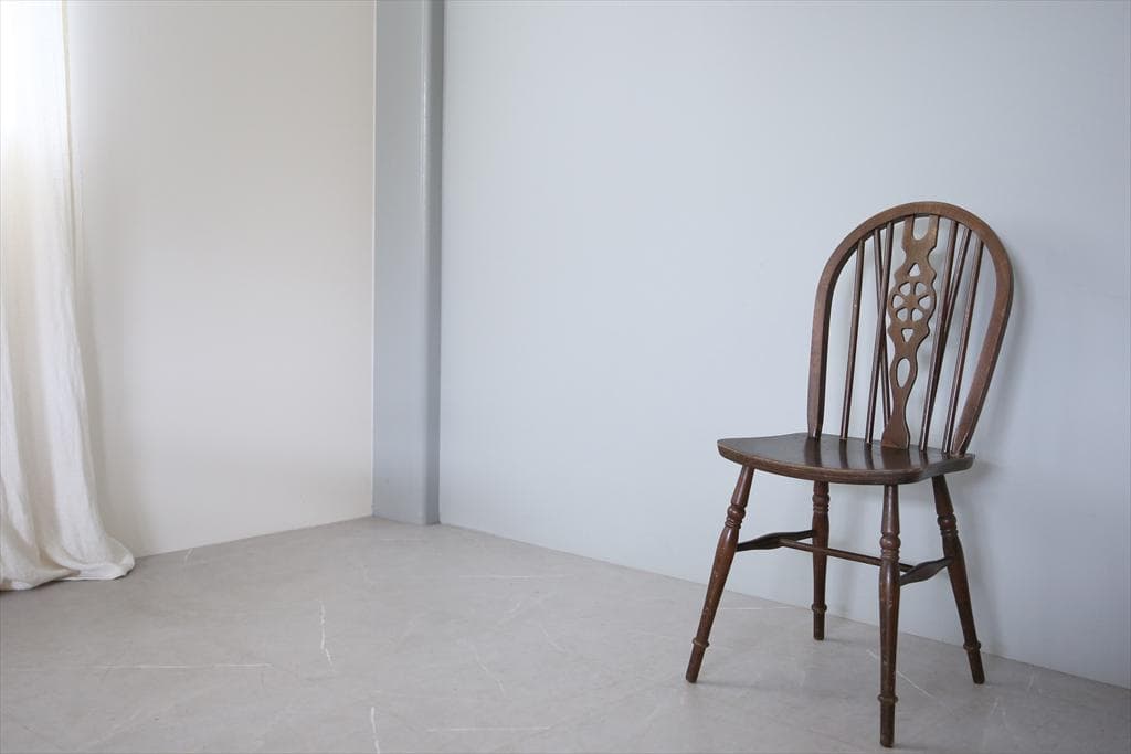 英国アンティーク木製ホイールバックチェア/ダイニングイス/椅子(89-224-4