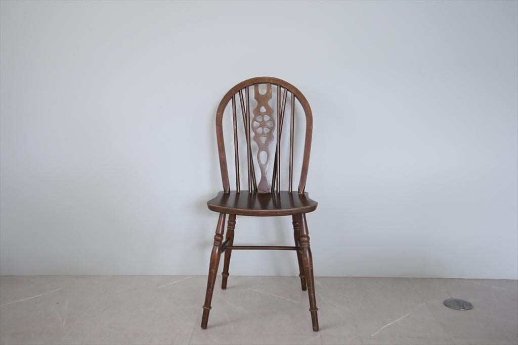 英国アンティーク木製ホイールバックチェア/ダイニングイス/椅子(89-224-4