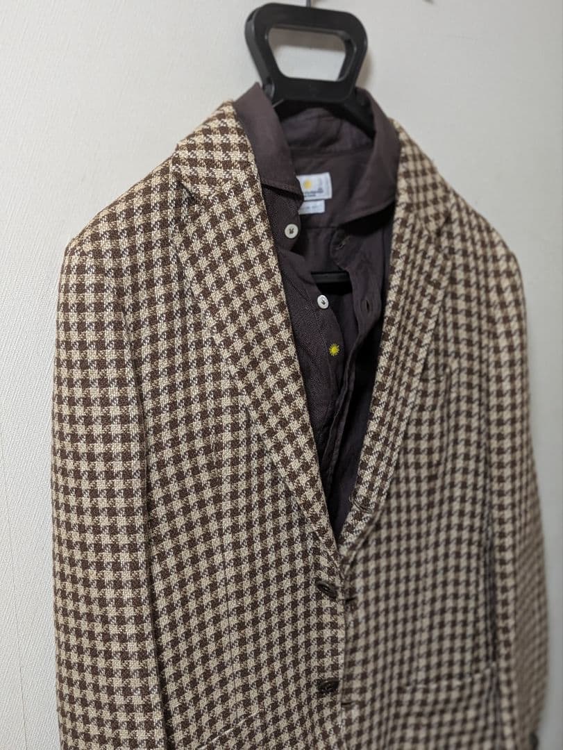 ★デペトリロ メンズテーラードジャケット 麻 綿 ブラウン 46 本切羽