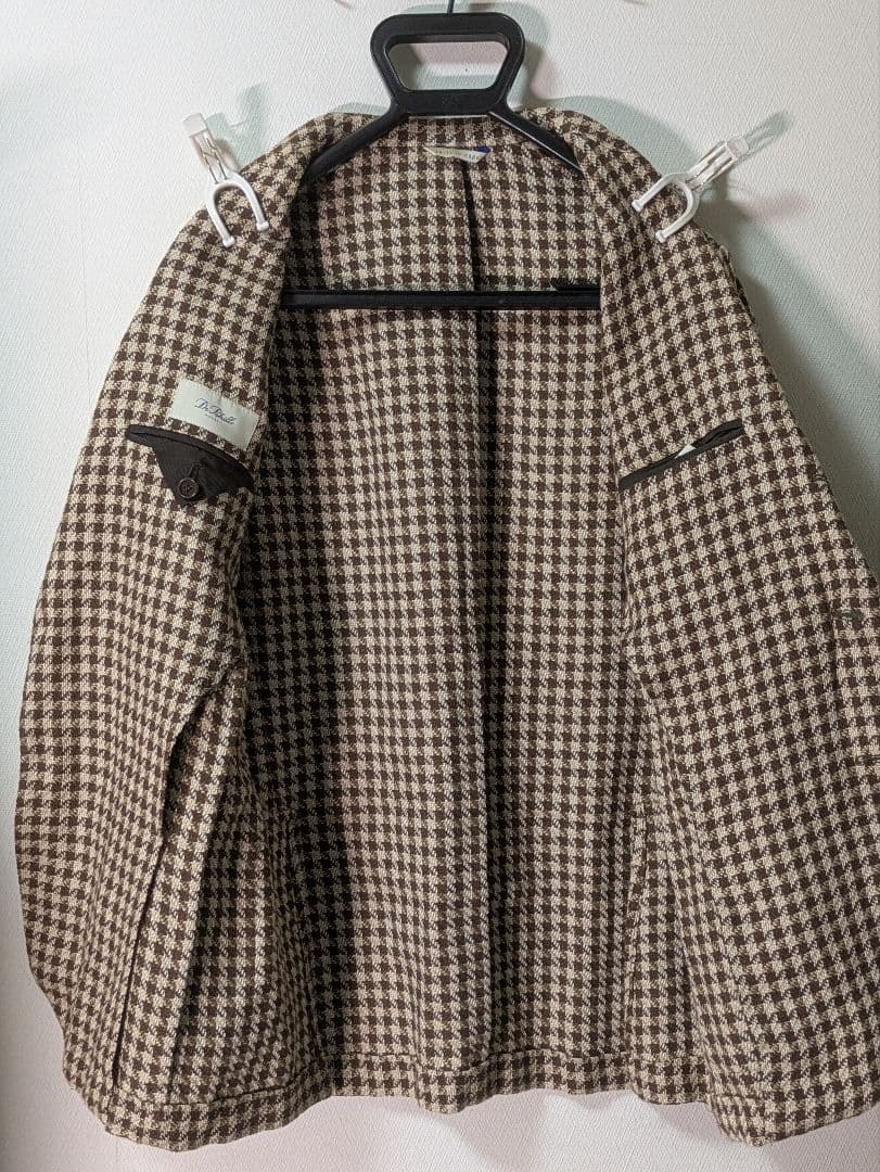 ★デペトリロ メンズテーラードジャケット 麻 綿 ブラウン 46 本切羽