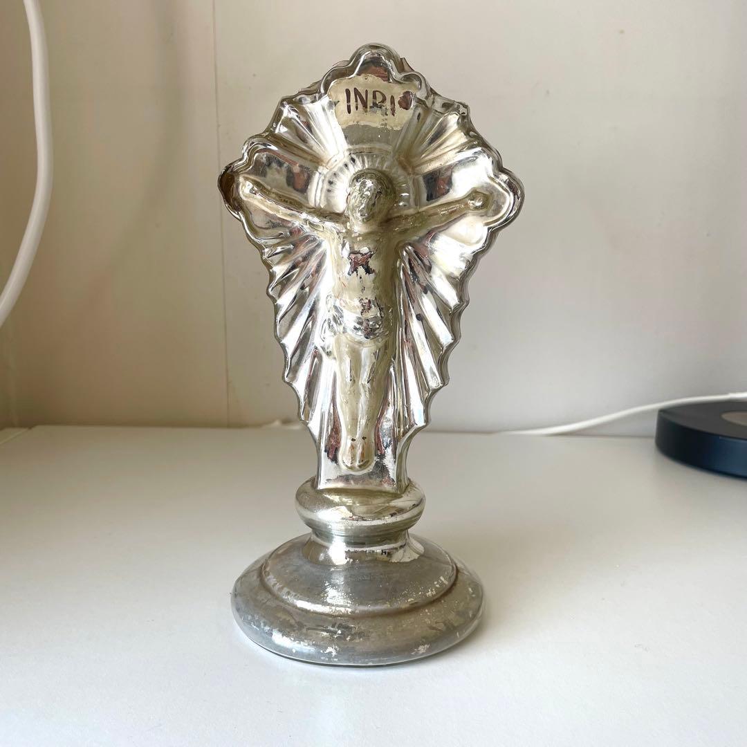 最終お値下げ✳︎レア✳︎マーキュリーガラス キリスト像 vintage アンティーク