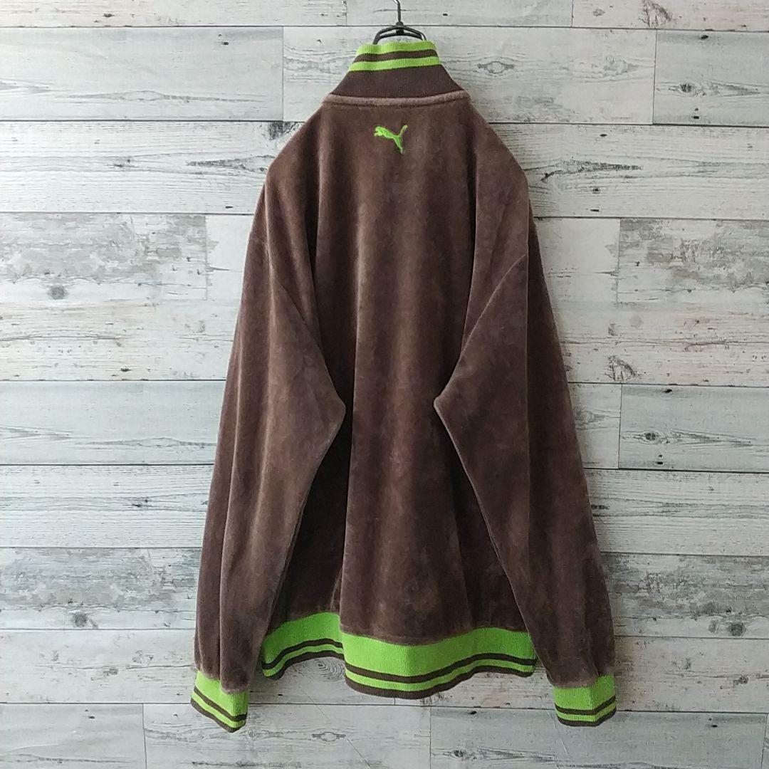 人気☆プーマ 刺繍ロゴ サイドライン リブライン ベロア トラックジャケット O