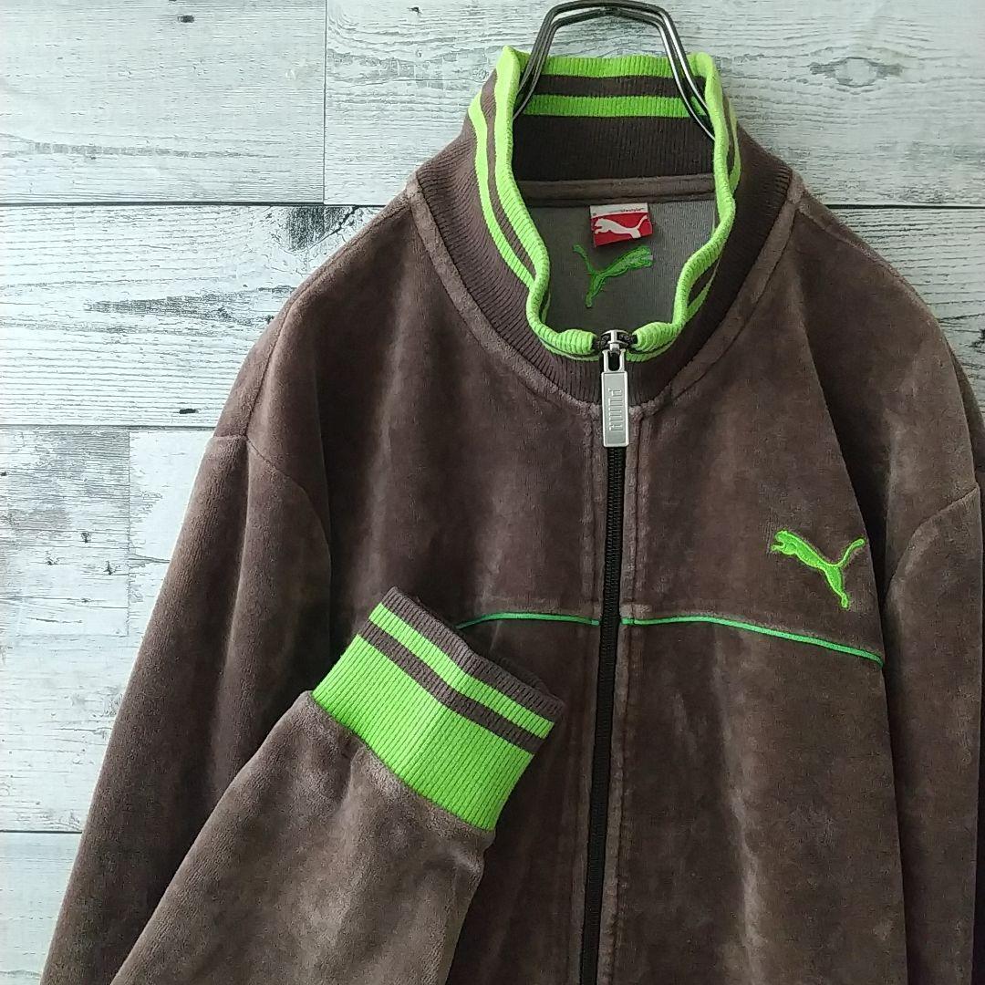 人気☆プーマ 刺繍ロゴ サイドライン リブライン ベロア トラックジャケット O