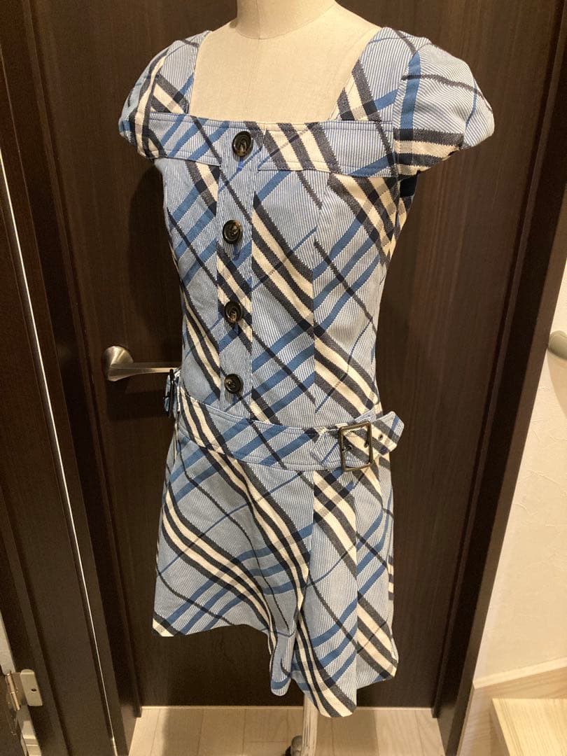 BURBERRY BLUE LABEL チェック柄ワンピース 36ブルーネイビー