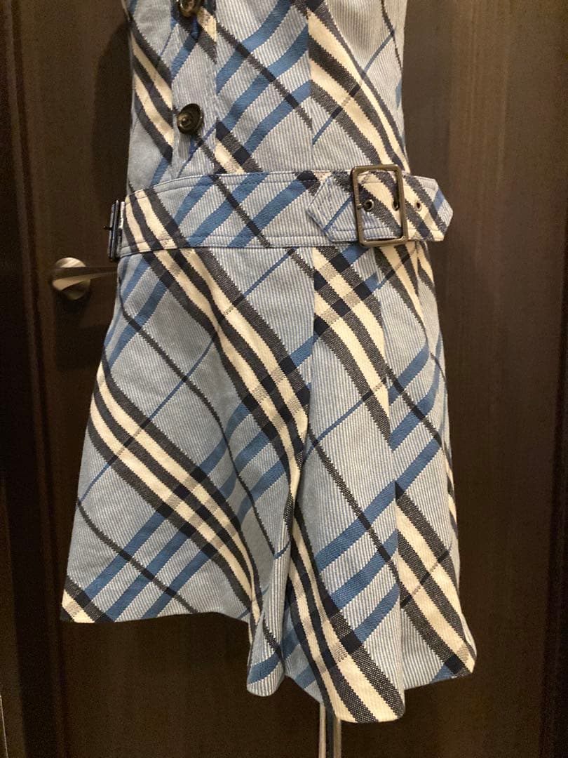 BURBERRY BLUE LABEL チェック柄ワンピース 36ブルーネイビー