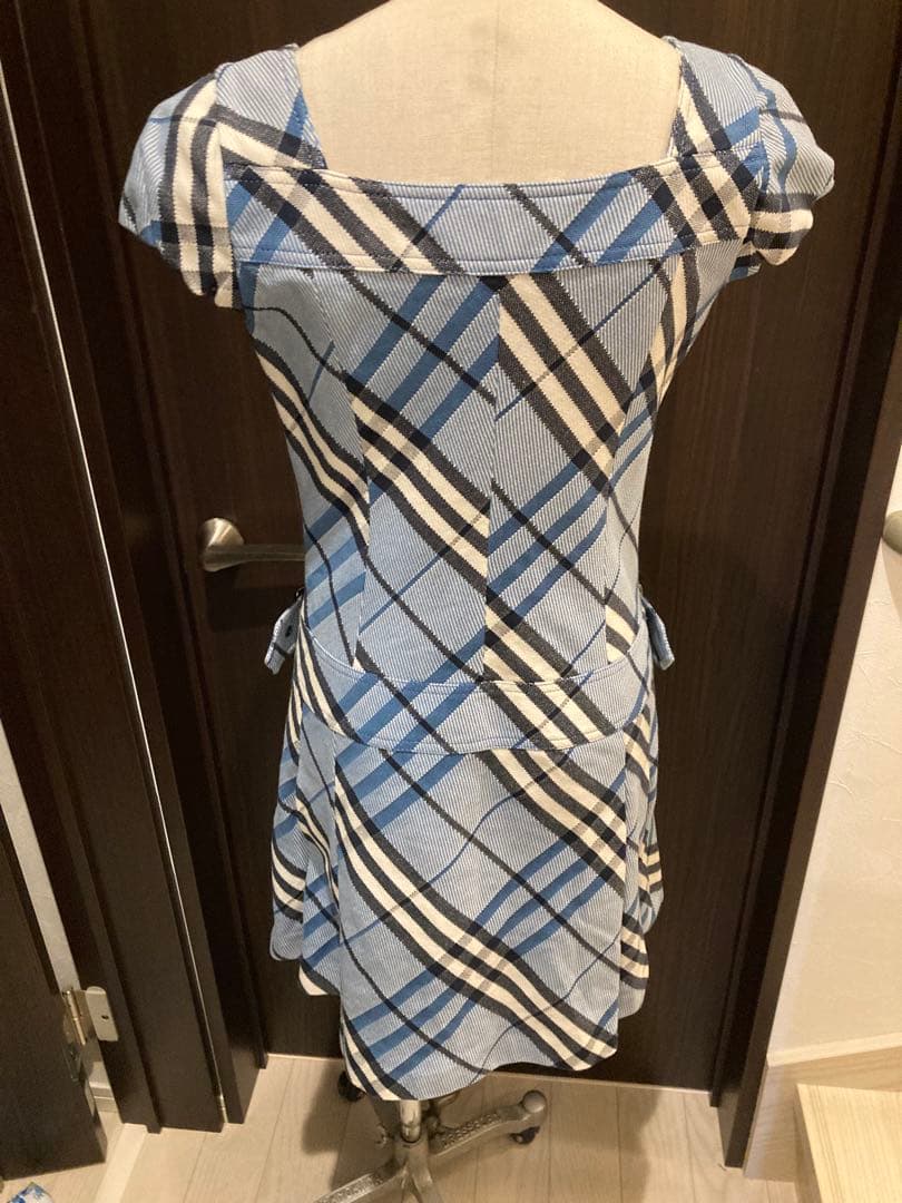 BURBERRY BLUE LABEL チェック柄ワンピース 36ブルーネイビー