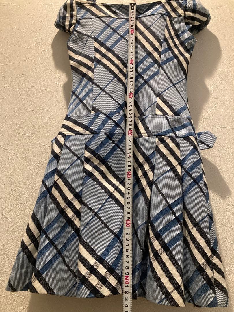 BURBERRY BLUE LABEL チェック柄ワンピース 36ブルーネイビー