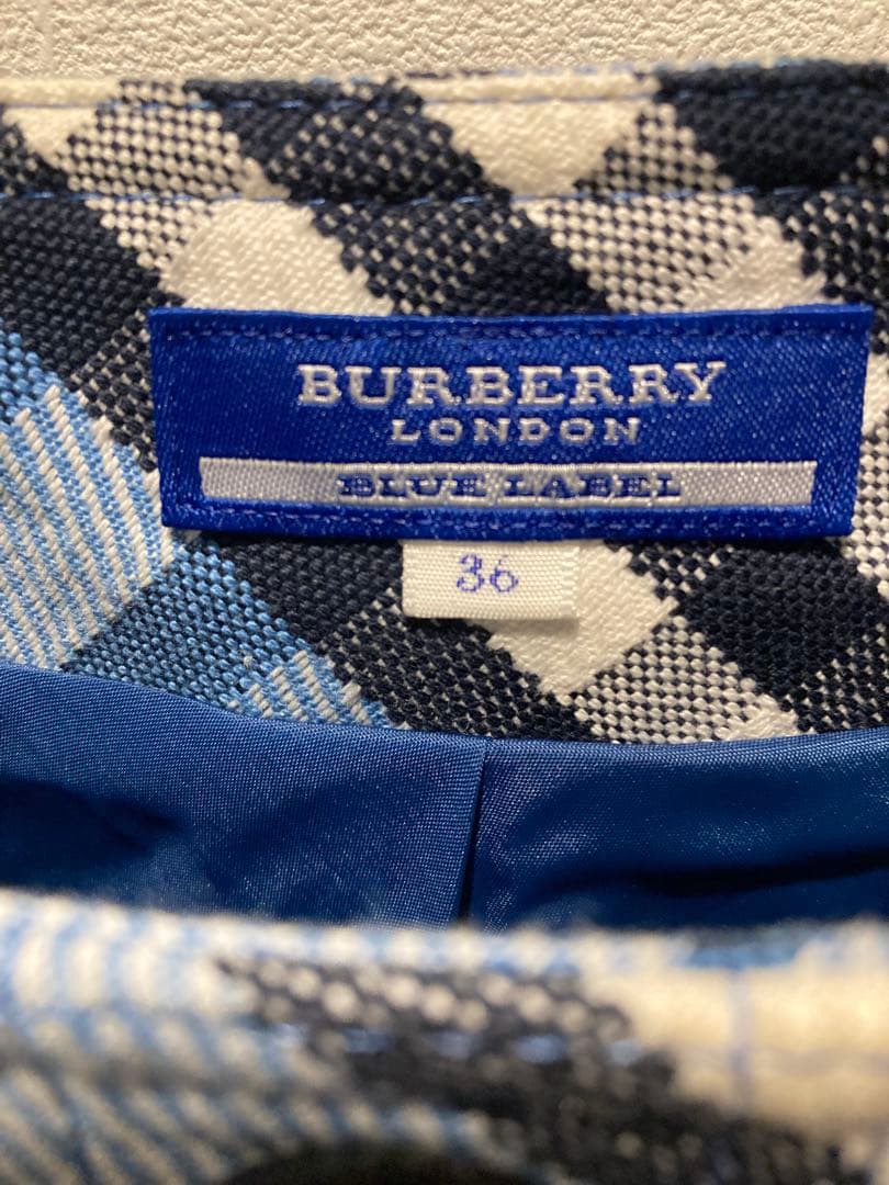 BURBERRY BLUE LABEL チェック柄ワンピース 36ブルーネイビー