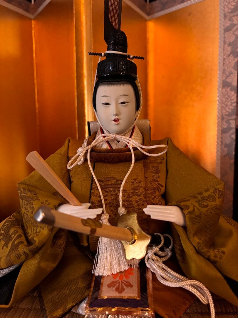 久月☆雛人形セット 男雛・女雛・ 金屏風・ぼんぼり　親王飾り　大人飾りにも◎