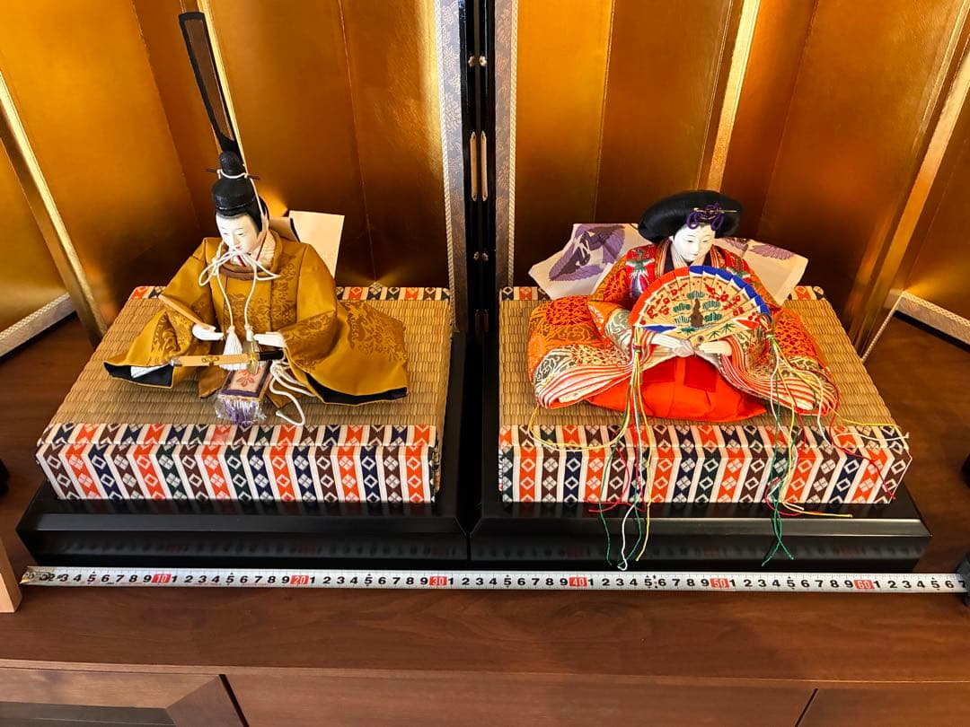 久月☆雛人形セット 男雛・女雛・ 金屏風・ぼんぼり　親王飾り　大人飾りにも◎