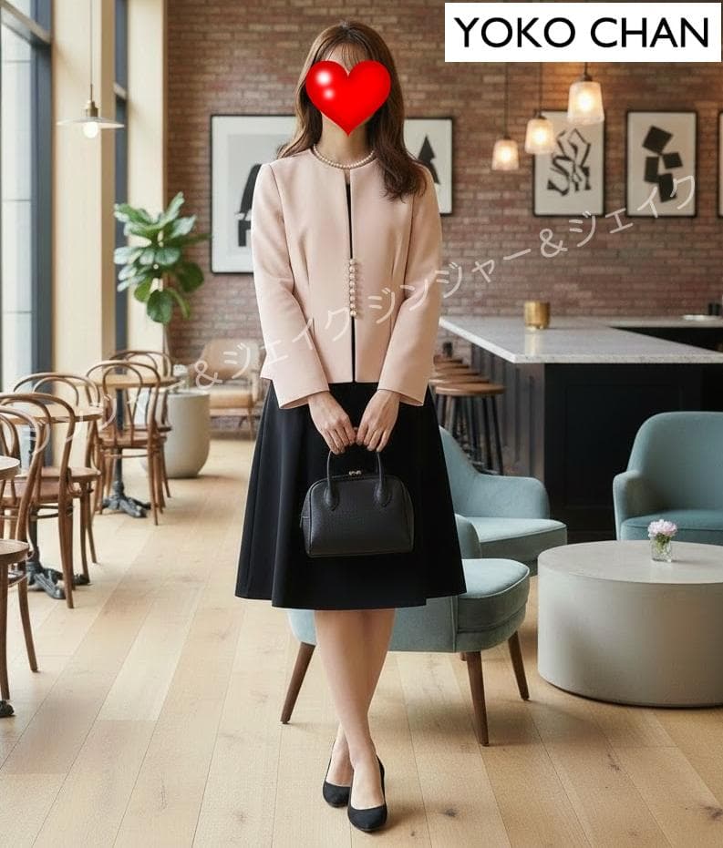 極美品 YOKOCHAN ヨーコチャン ピンクベージュ パール ジャケット 38