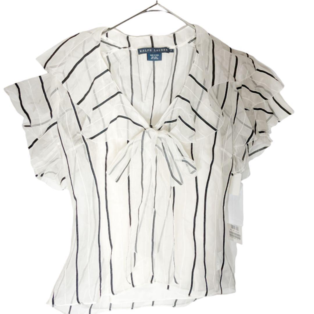 ラルフローレン【7】レディースカットソー 白 黒 シルク コットン 超美品