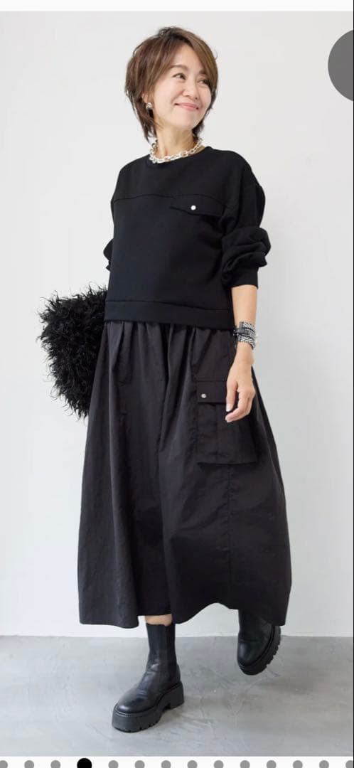 PLUS OTO.HA 異素材ドッキングワンピース