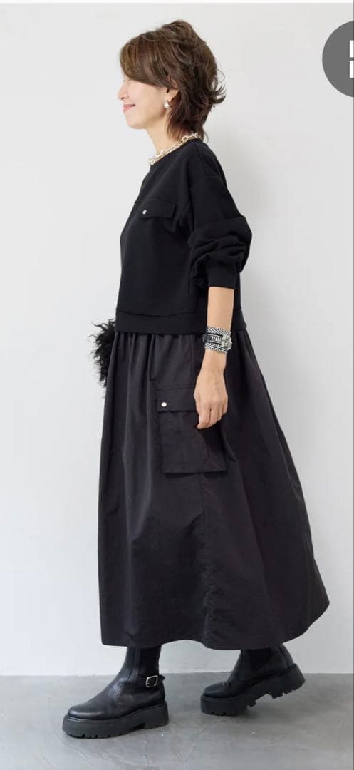 PLUS OTO.HA 異素材ドッキングワンピース