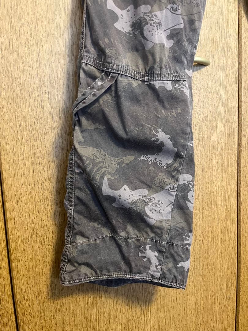 00s DIESEL 迷彩 カモ ディーゼル 和柄 波 パンツ y2k ギミック