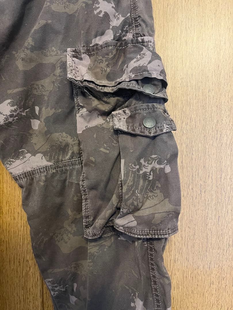 00s DIESEL 迷彩 カモ ディーゼル 和柄 波 パンツ y2k ギミック