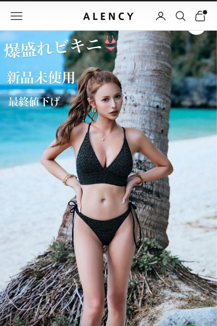 【大人気！】 新品未使用 ALENCY ラメニットビキニ ブラック 水着