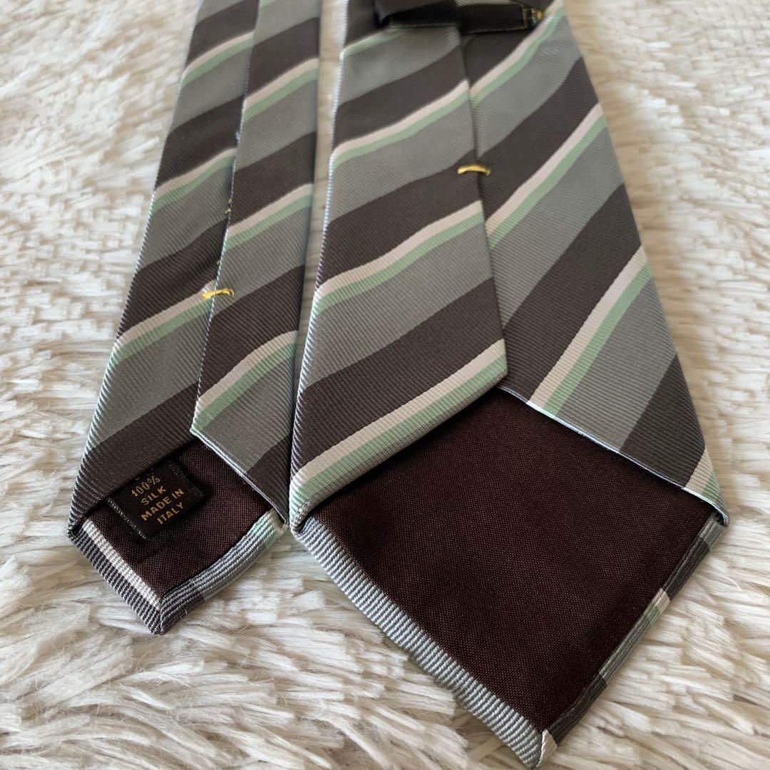 極美品✨️ルイヴィトン シルクネクタイ ストライプ レジメンタル グレー 刺繍