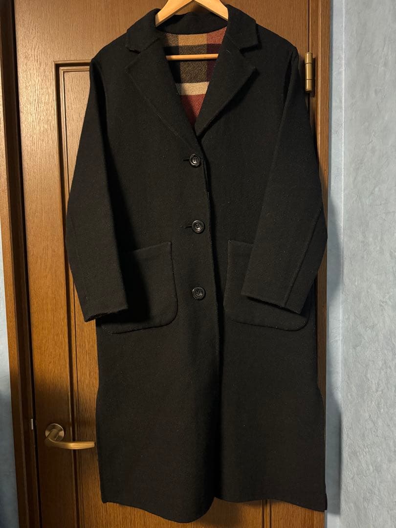 ブルーレーベルクレストブリッジ チェックロングコート リバーシブル 36