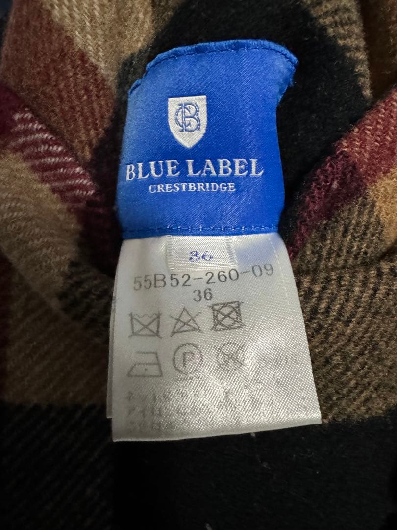 ブルーレーベルクレストブリッジ チェックロングコート リバーシブル 36