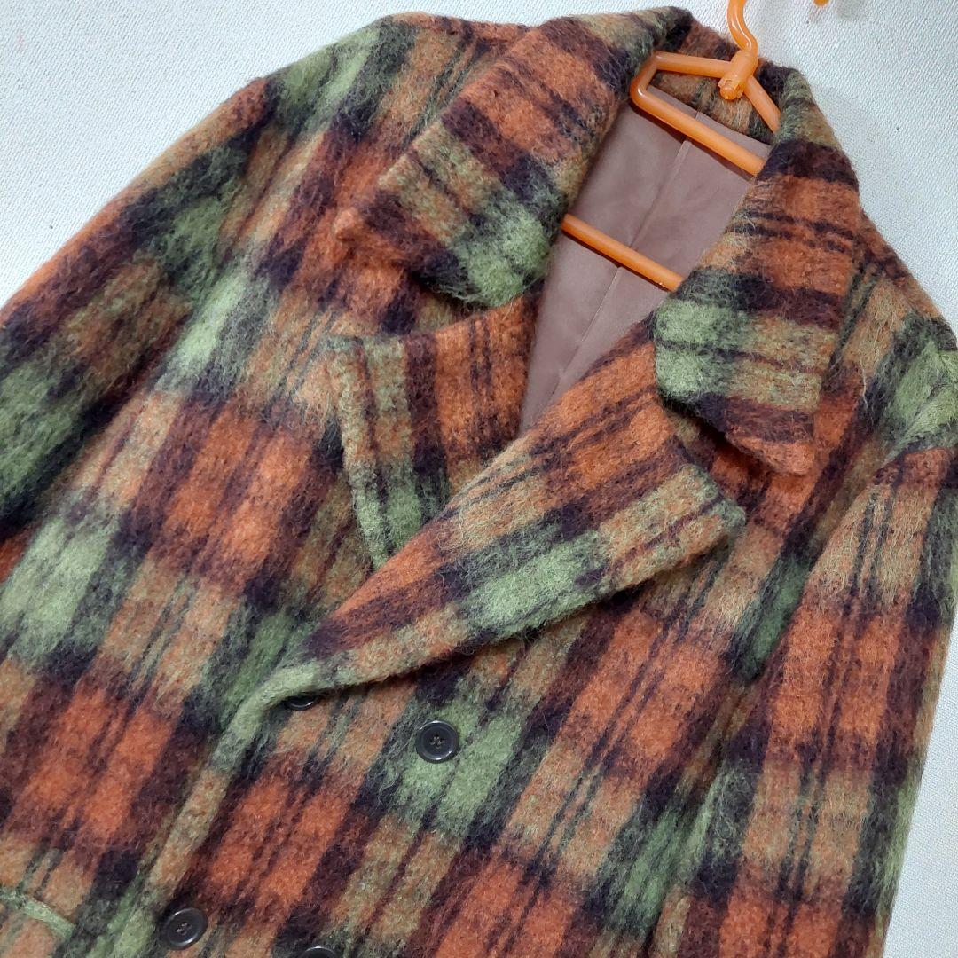 値下げ中❤️プルドゥ チェック柄　ダブルコート　ヴィンテージ　1990年代