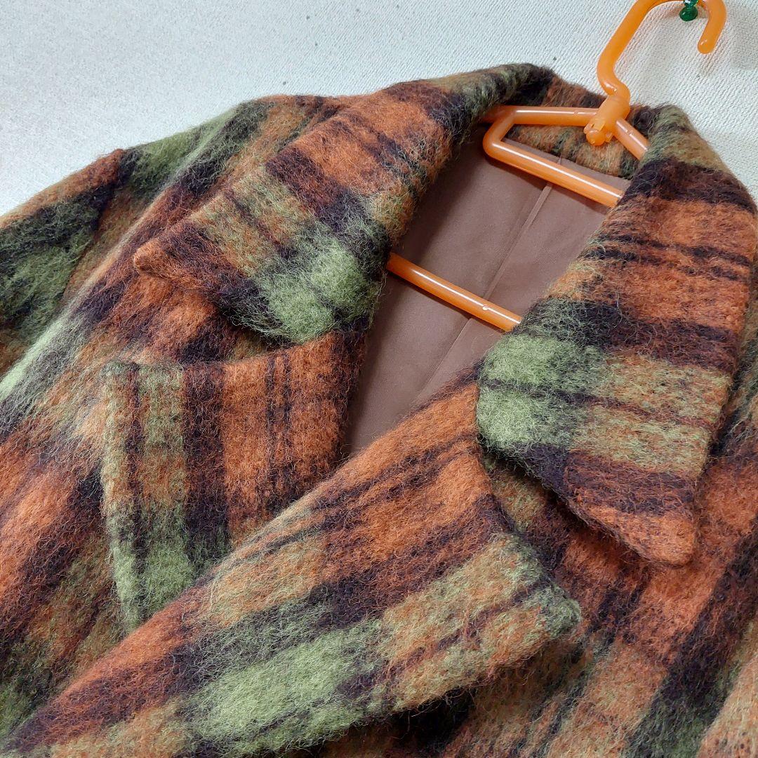 値下げ中❤️プルドゥ チェック柄　ダブルコート　ヴィンテージ　1990年代