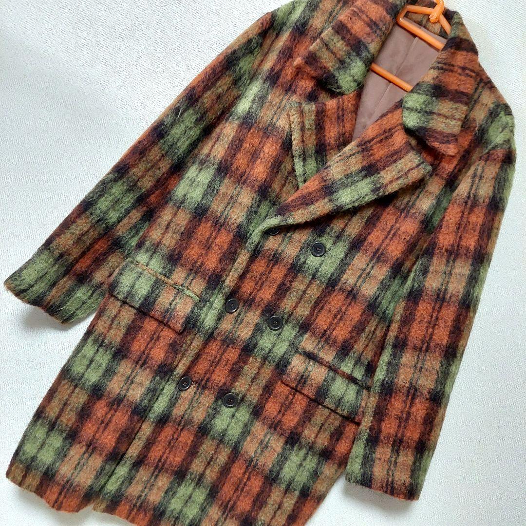 値下げ中❤️プルドゥ チェック柄　ダブルコート　ヴィンテージ　1990年代