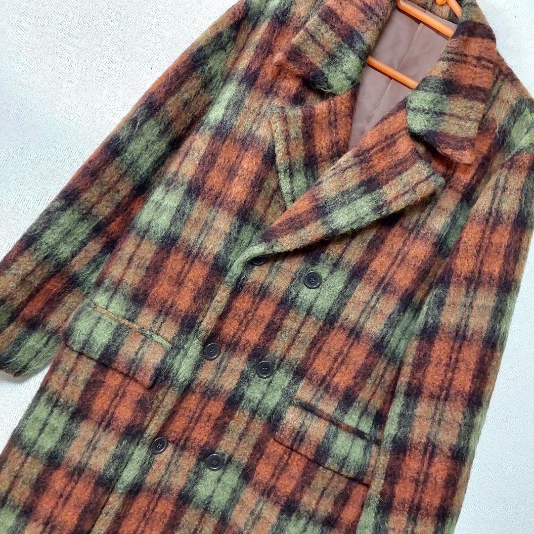 値下げ中❤️プルドゥ チェック柄　ダブルコート　ヴィンテージ　1990年代
