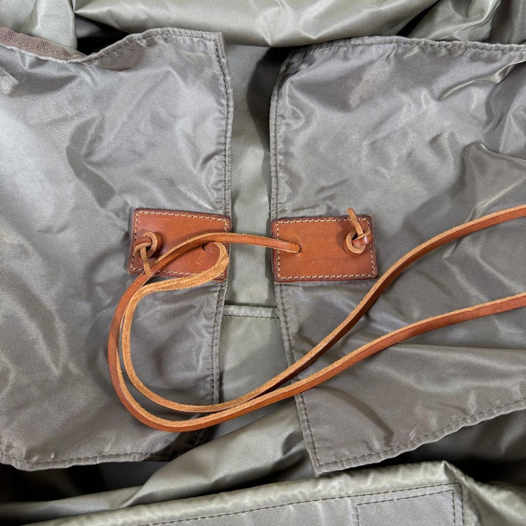 【美品】フェリージ P4 ボストンバッグ レザー ナイロン ショルダー付 カーキ