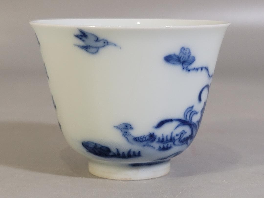 中国 青花花鳥 碗 盃 DT447