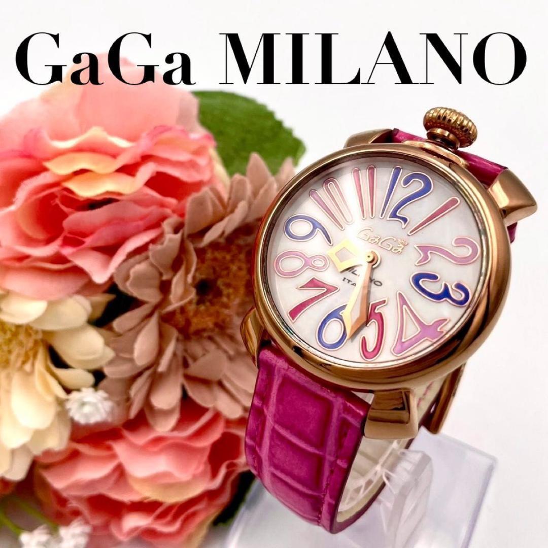 501 新品電池 ガガミラノ マヌアーレ40 腕時計 クォーツ 純正ベルト 稼働