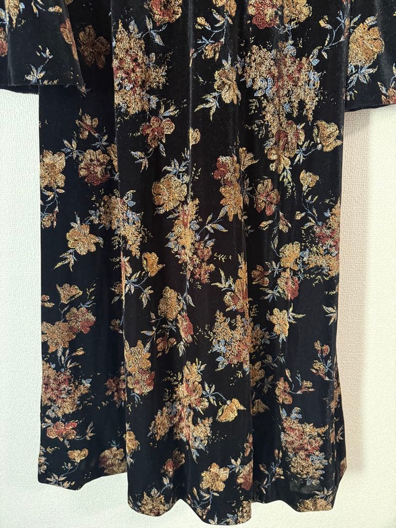 ワンピース ameri FLOWER PRINT VELOUR DRESS