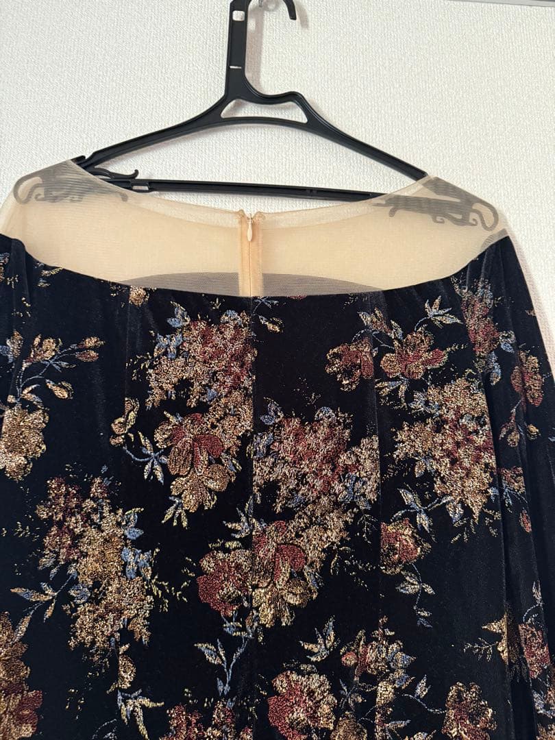 ワンピース ameri FLOWER PRINT VELOUR DRESS