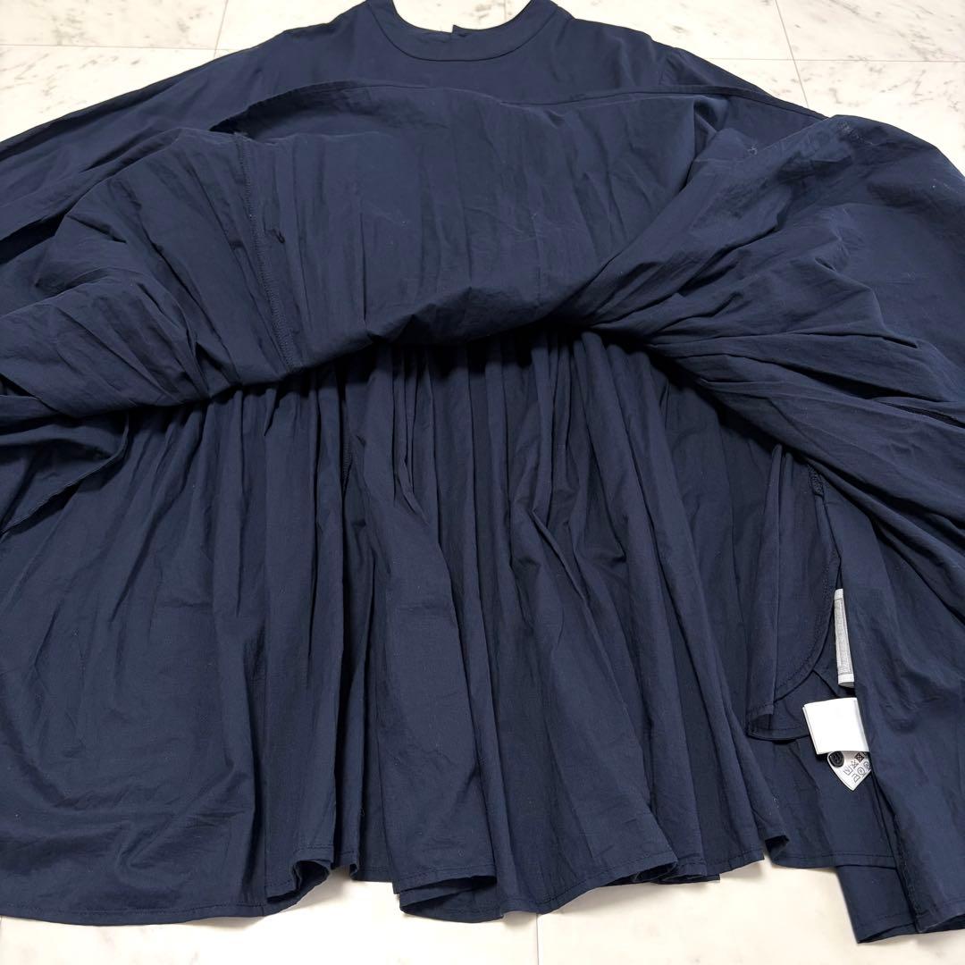 美品 ビアズリー ギャザーチュニック ブラウス ネイビー 2way