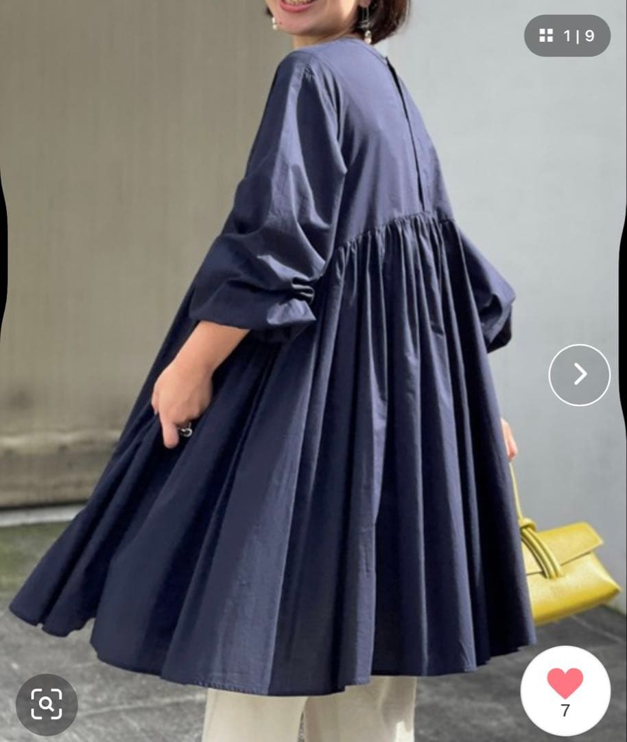 美品 ビアズリー ギャザーチュニック ブラウス ネイビー 2way