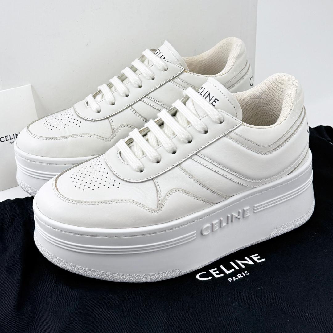 定価13万【美品】 セリーヌ 厚底 ブロック スニーカー　白 23.5㎝ 36
