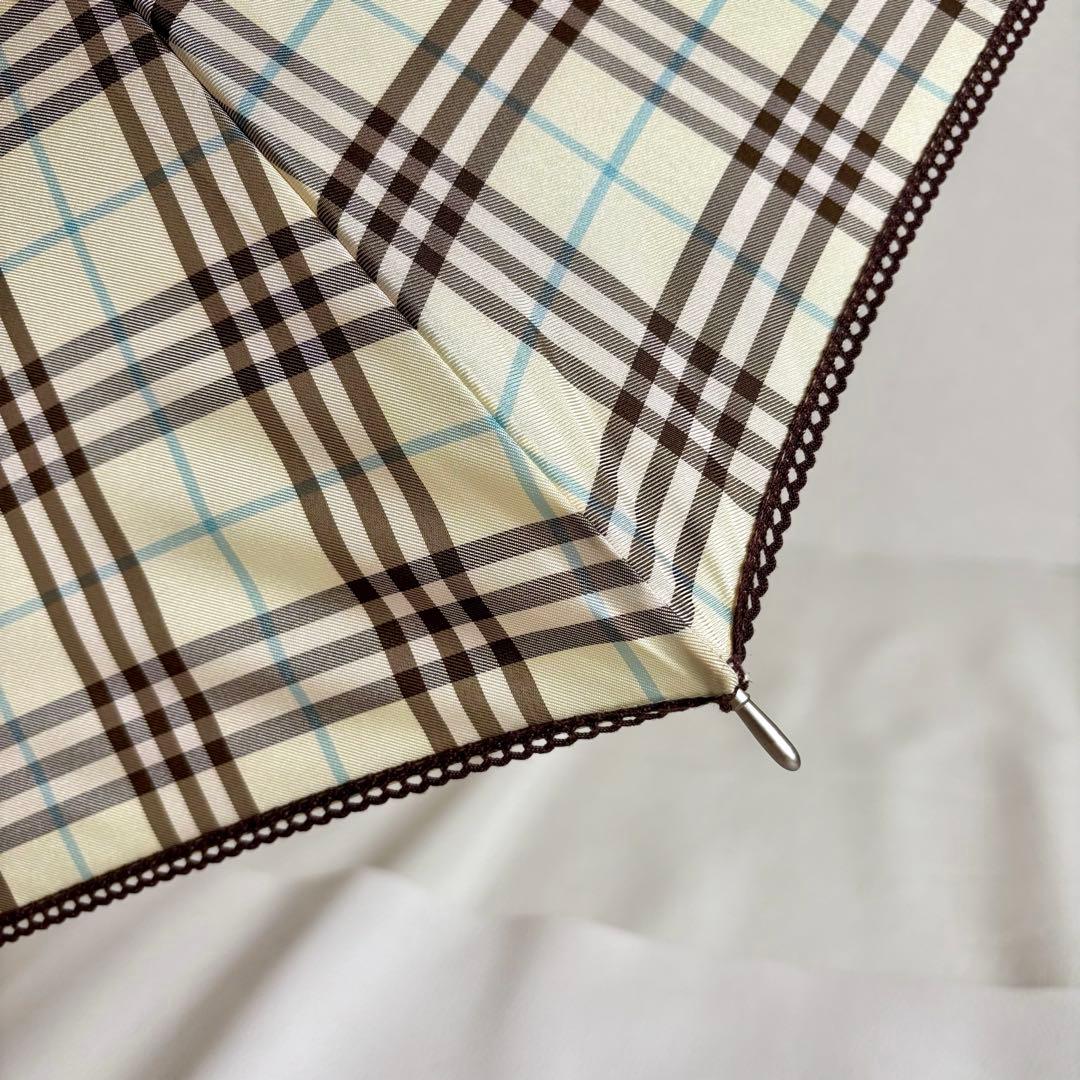 【美品】【バーバリー】Burberry チェック 手開き 雨傘 長傘 レディース