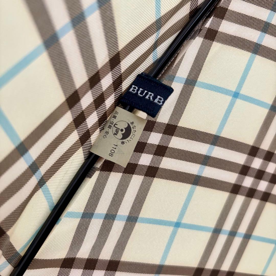 【美品】【バーバリー】Burberry チェック 手開き 雨傘 長傘 レディース