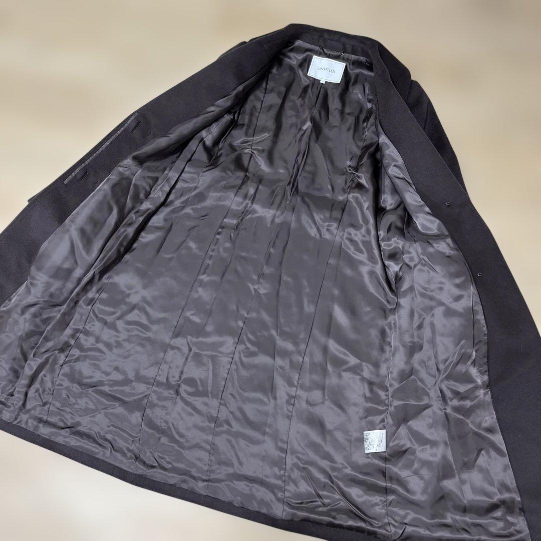 【アンタイトル】ベルテッドコート　ウール100% ベルト　Aライン　女優襟