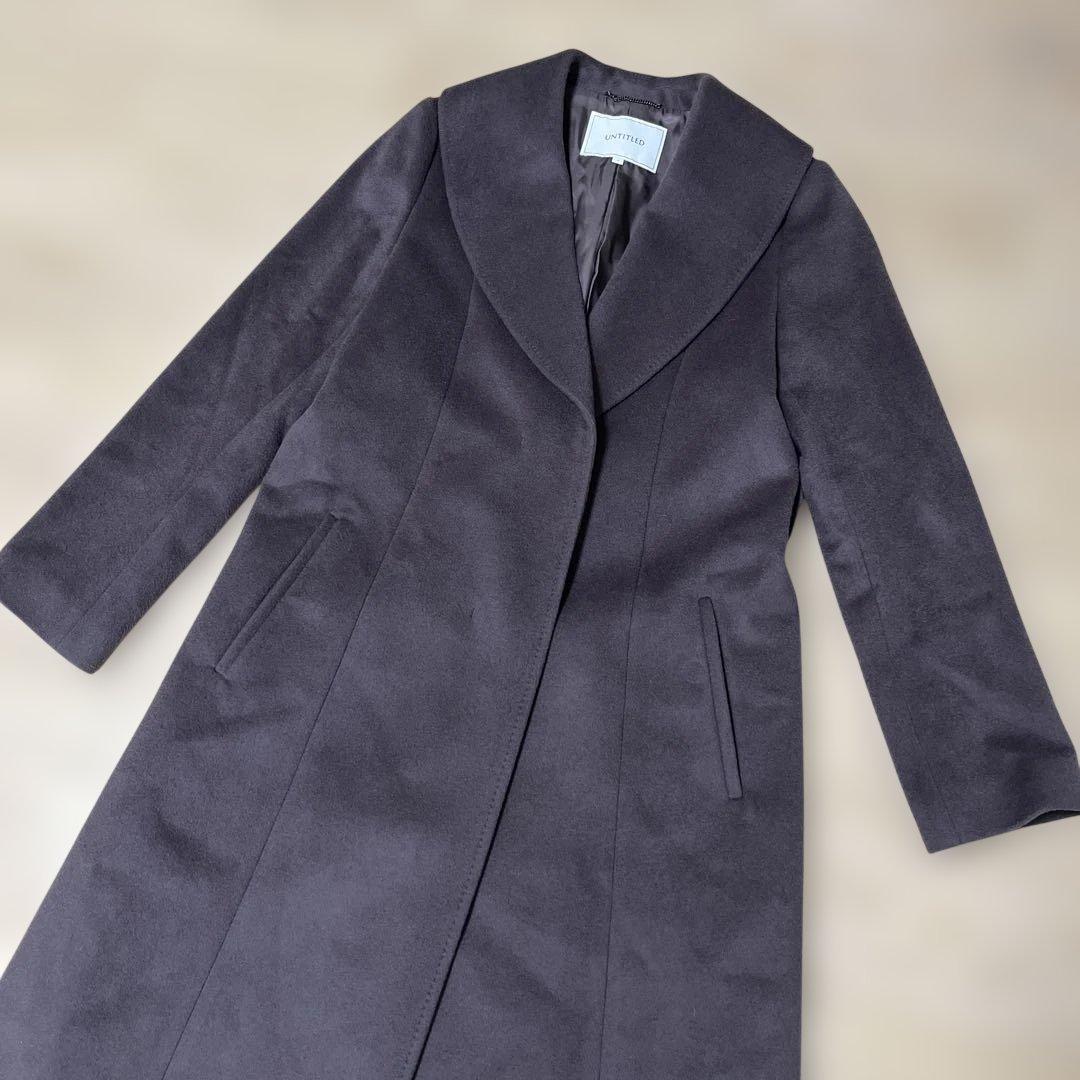 【アンタイトル】ベルテッドコート　ウール100% ベルト　Aライン　女優襟