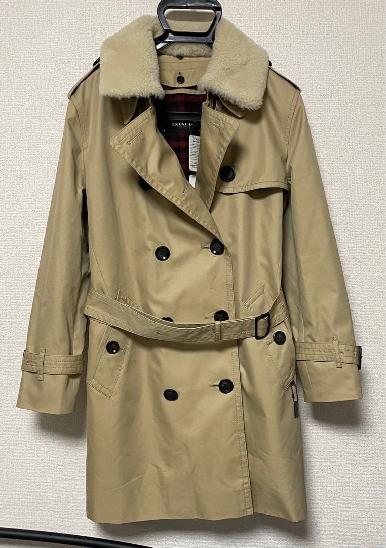 タグ付き美品 コーチ チェック柄ライナーボアカラートレンチコート SPサイズ