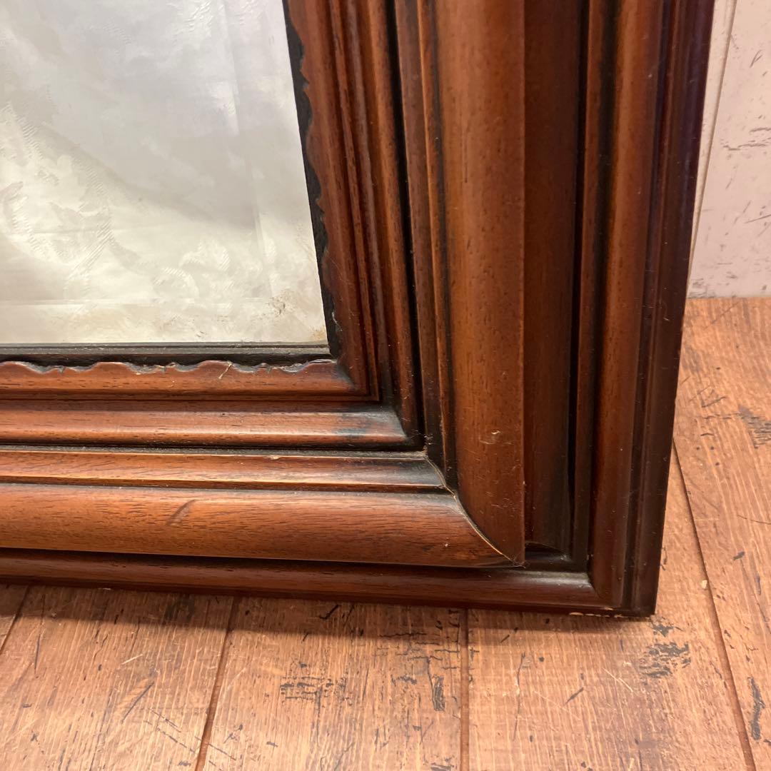 アンティーク 木製 ウッドフレーム 壁掛けミラー ウォールミラー 姿見 鏡
