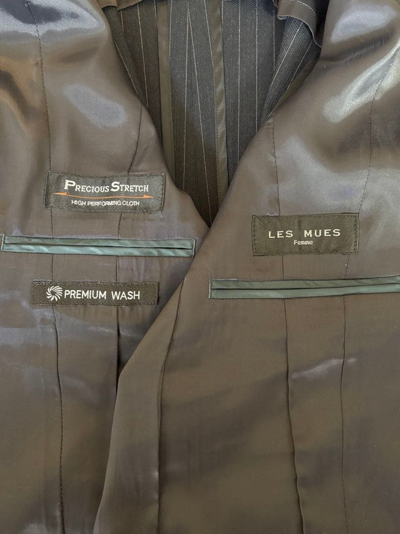 【LES MUES】ネイビー ストライプ スーツ 3点セット　Mサイズ