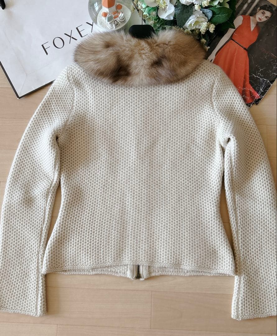 極美品！FOXEY ロシアゼーブル襟カシミアジャケット 38 Rene