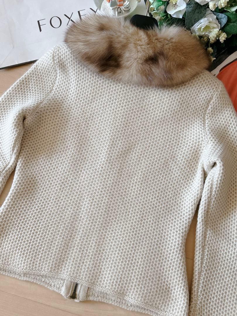 極美品！FOXEY ロシアゼーブル襟カシミアジャケット 38 Rene