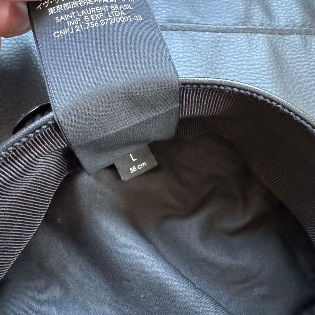 SAINT LAURENT PARIS 羊革 キャスケット 黒 L 58cm