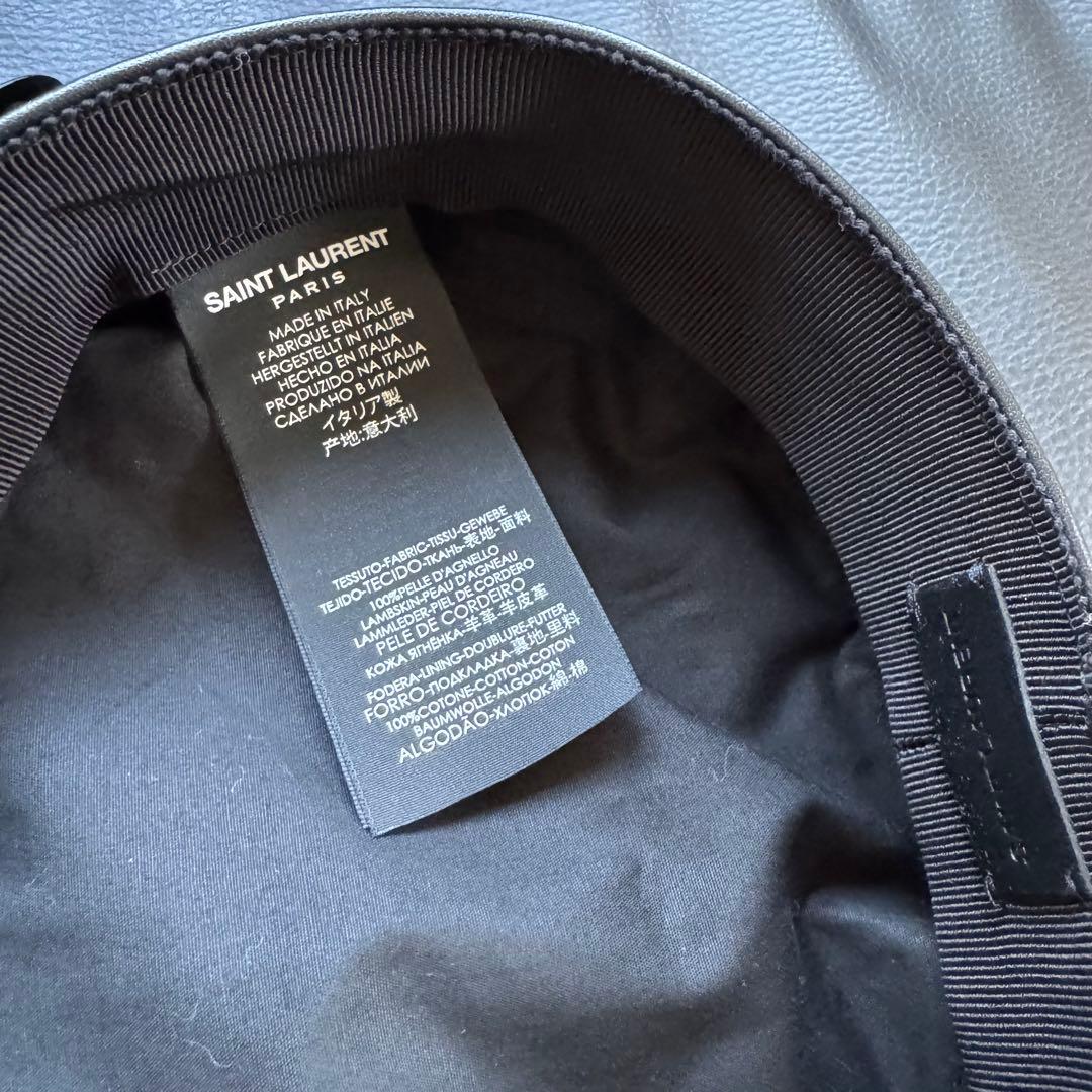 SAINT LAURENT PARIS 羊革 キャスケット 黒 L 58cm